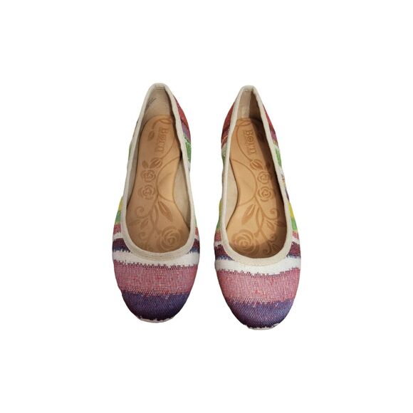 Born Rainbow Flats Women 8M F01933 EUC Casual Dress Stripe Slipon - Picture 2 of 8